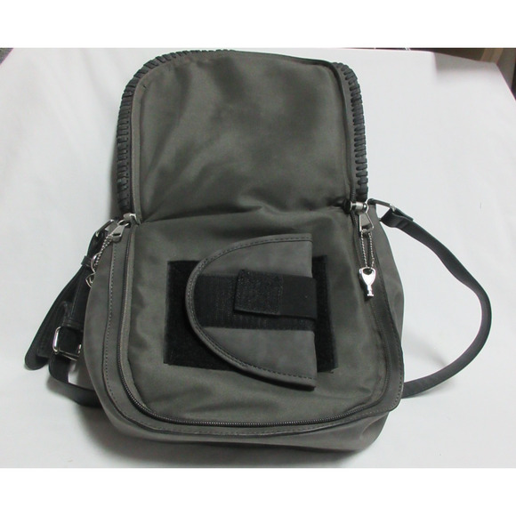 Browning Concealed Carry Shoulder Purse Gun Handbag in Charcoal Gray Suede Like - Picture 8 of 10